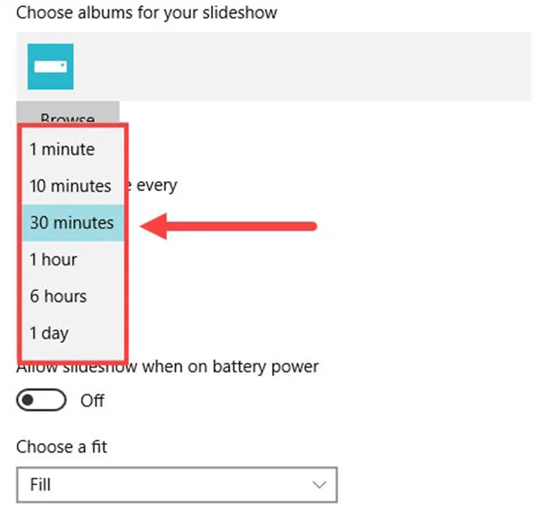 Thiết lập thời gian tự động chuyển đổi hình nền cho slideshow trên Windows 10