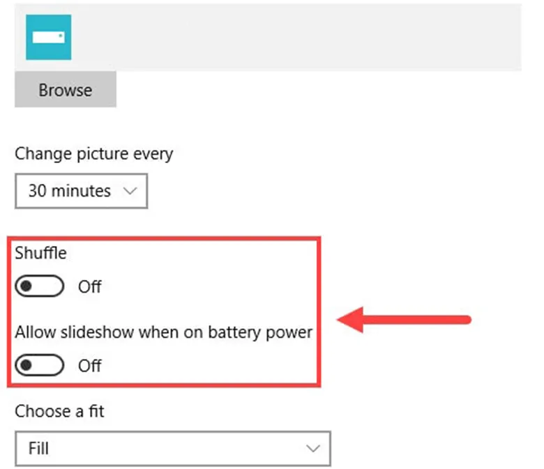 Tùy chỉnh slideshow hình nền có chạy khi dùng pin trên Windows 10