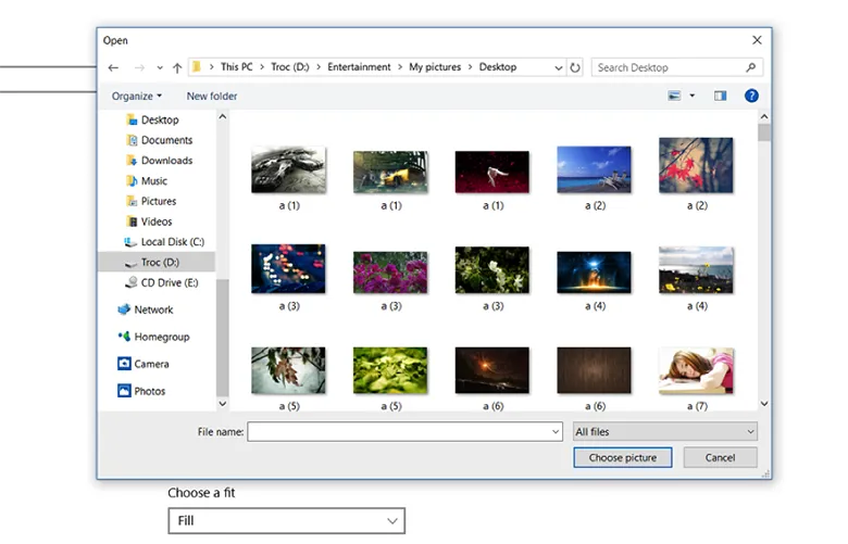 Chọn nhiều ảnh từ thư mục để đặt làm hình nền máy tính Windows