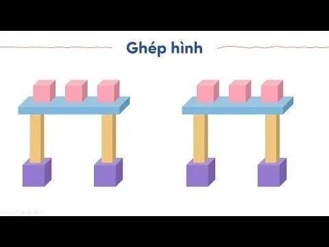 Bé thực hành đếm số lượng hình khối lập phương trong bài tập