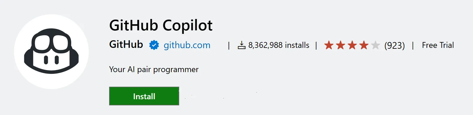 Extension GitHub Copilot trong VS Code Marketplace