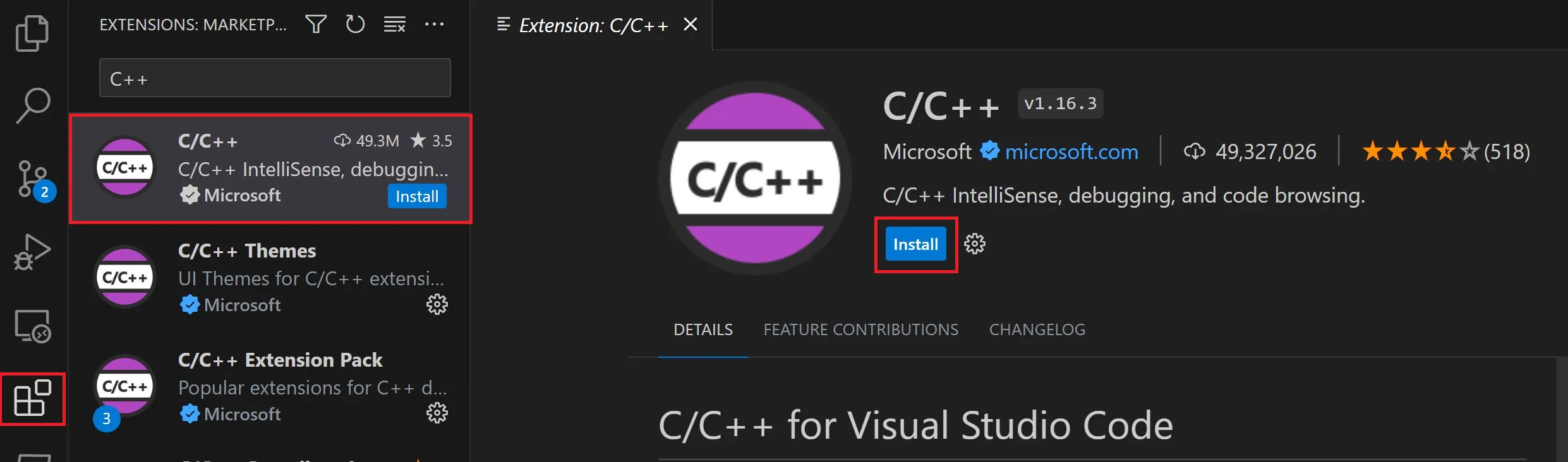 Cài đặt Extension C/C++ trên VS Code