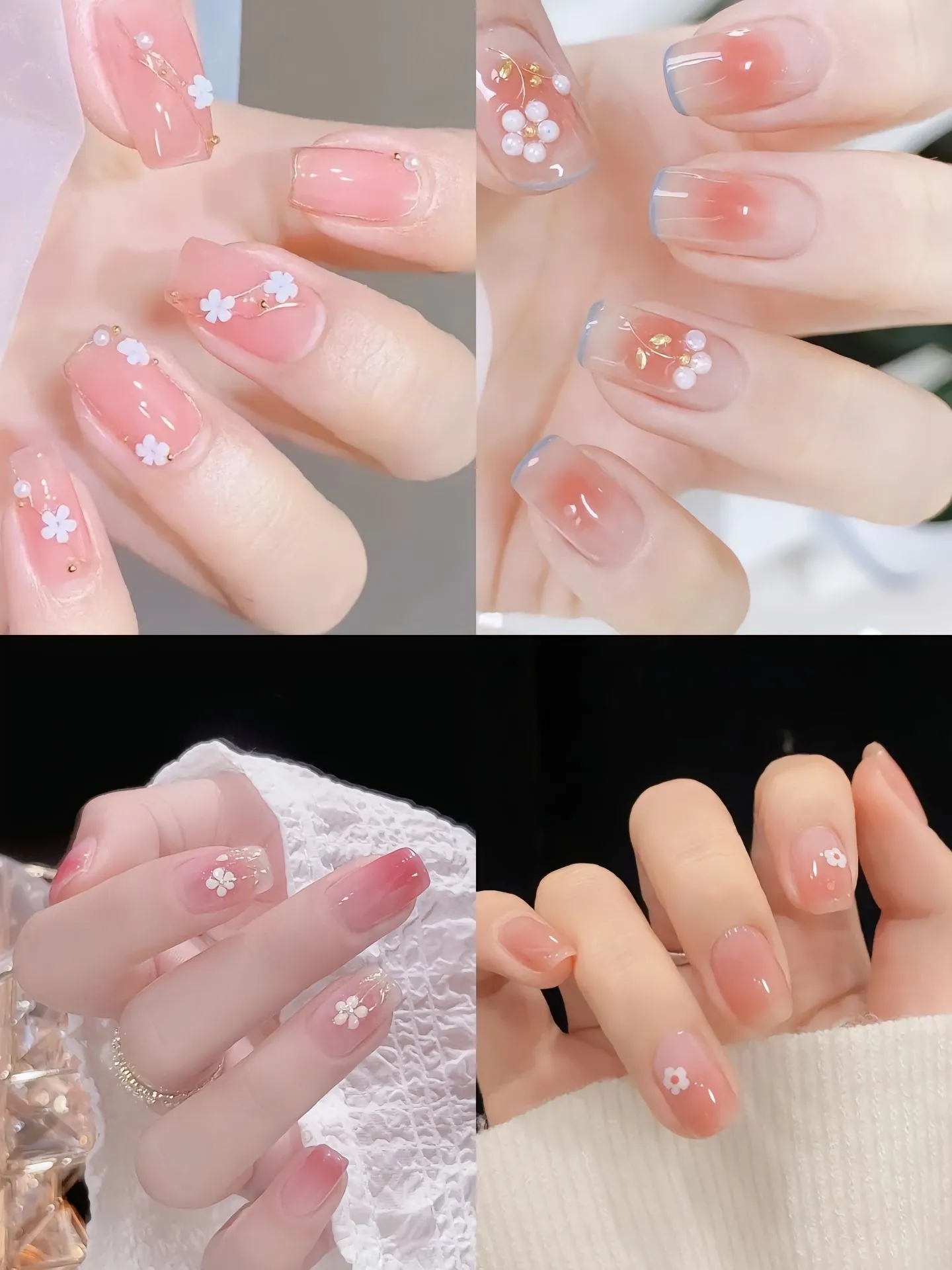 Mẫu sơn thạch hồng pastel vẽ hoa nhỏ xinh