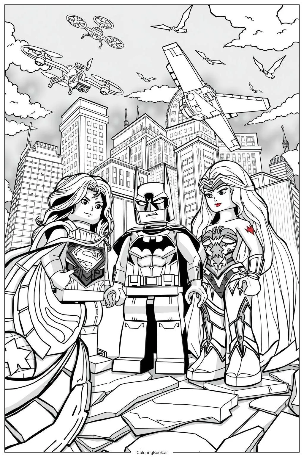 Trang tô màu Lego Justice League Heroes Team-Up
