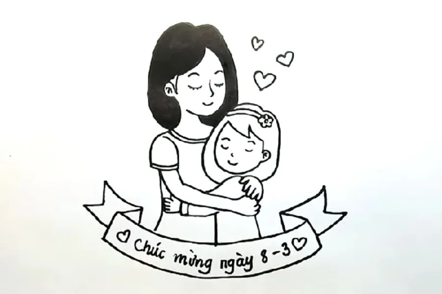 Thêm chi tiết tỉ mỉ vào bản phác thảo tranh vẽ 8/3