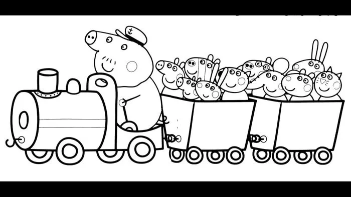 Tranh tô màu cả gia đình Heo Peppa cùng tô màu