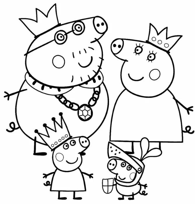 Tranh tô màu gia đình hoàng tộc Heo Peppa