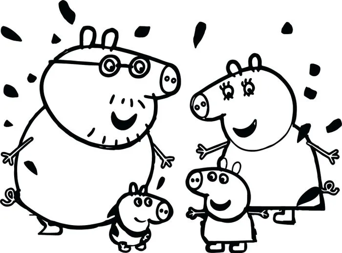 Tranh tô màu gia đình lợn Peppa dễ thương