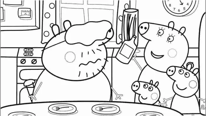 Tranh tô màu Heo Peppa xinh xắn trong nhà