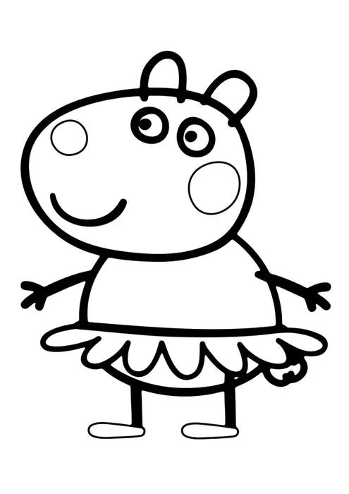 Tranh tô màu Heo Peppa mặc váy đáng yêu
