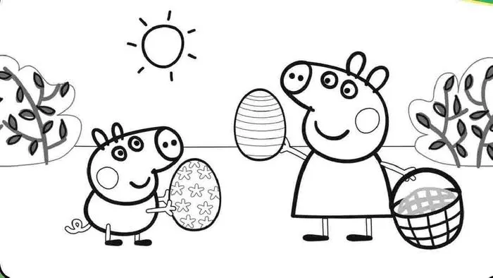Tranh tô màu Heo Peppa với đường nét tinh tế