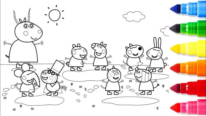 Tranh tô màu Heo Peppa đi picnic