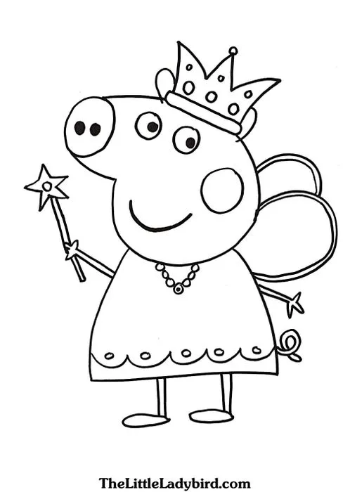 Tranh tô màu Heo Peppa hóa thân thành tiên nữ