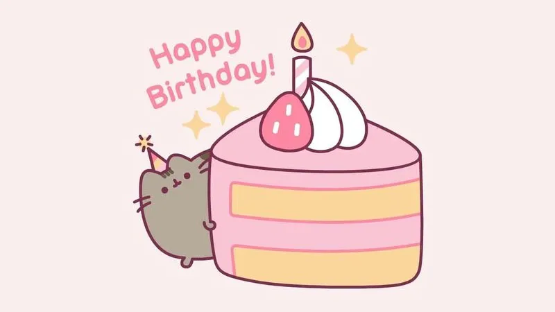 Tranh vẽ bánh gato với dòng chữ Happy Birthday
