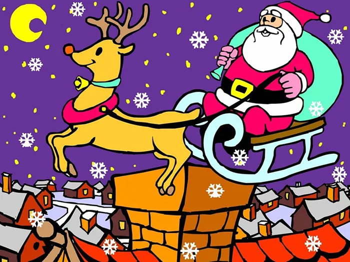 Hình ảnh ông già Noel đang phân phát những món quà