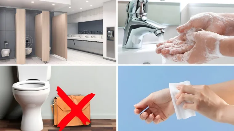 Hình ảnh bàn tay đang thực hiện thao tác vệ sinh, minh họa tầm quan trọng của việc rửa tay đúng cách để phòng ngừa mầm bệnh trong môi trường công cộng, hỗ trợ tranh khử khuẩn nhà vệ sinh cá nhân.