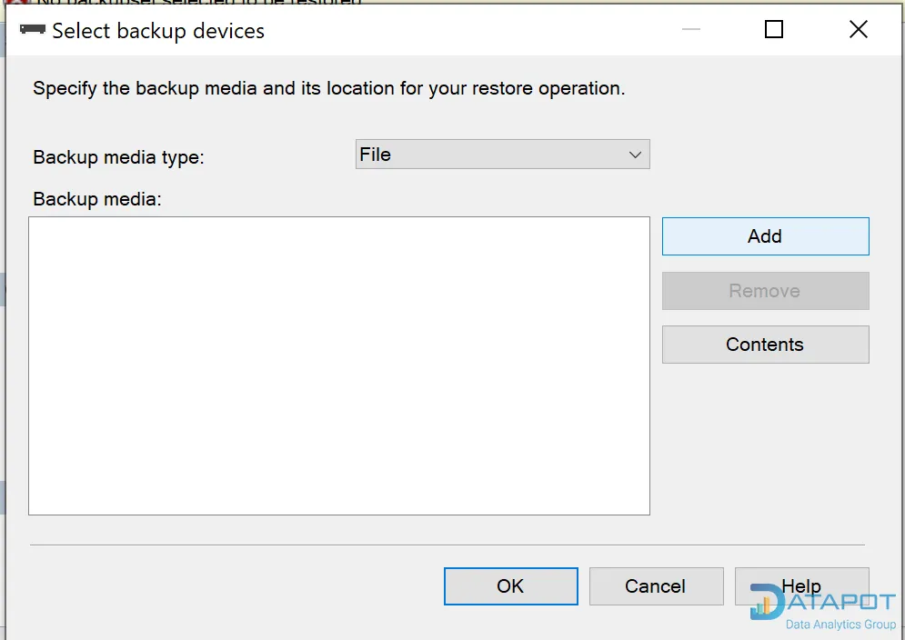 Chọn thiết bị và thêm tệp backup