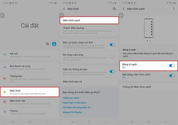 Kích hoạt Bảng ở cạnh trên màn hình cong của Samsung