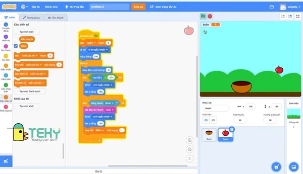 Đặt điều kiện kết thúc cho trò chơi làm bằng Scratch