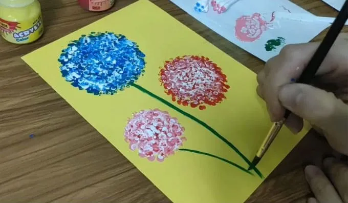 Thiệp 20 10 handmade chấm màu hình hoa bồ công anh
