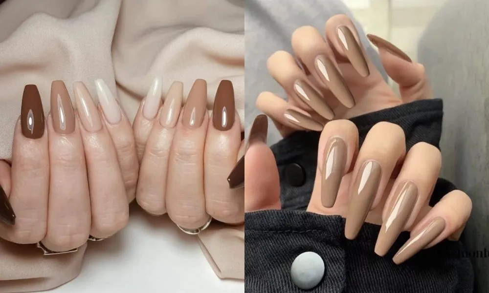 Mẫu nail đẹp 2024 tông màu nâu ấm áp và gần gũi