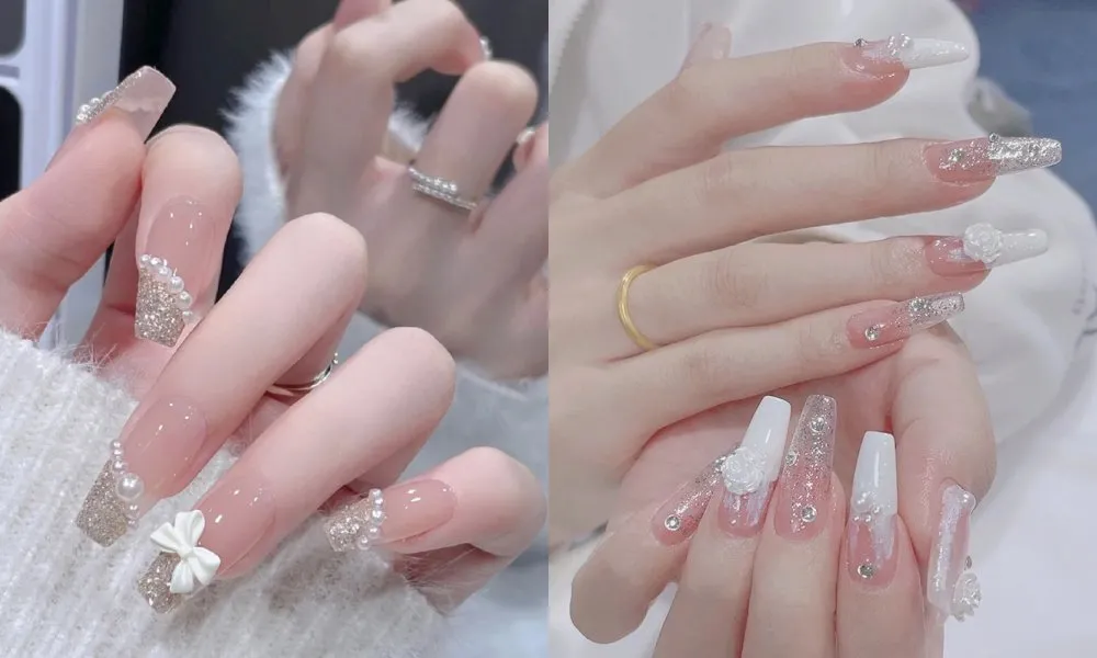 Mẫu nail đẹp 2024 đính đá sang trọng và cuốn hút