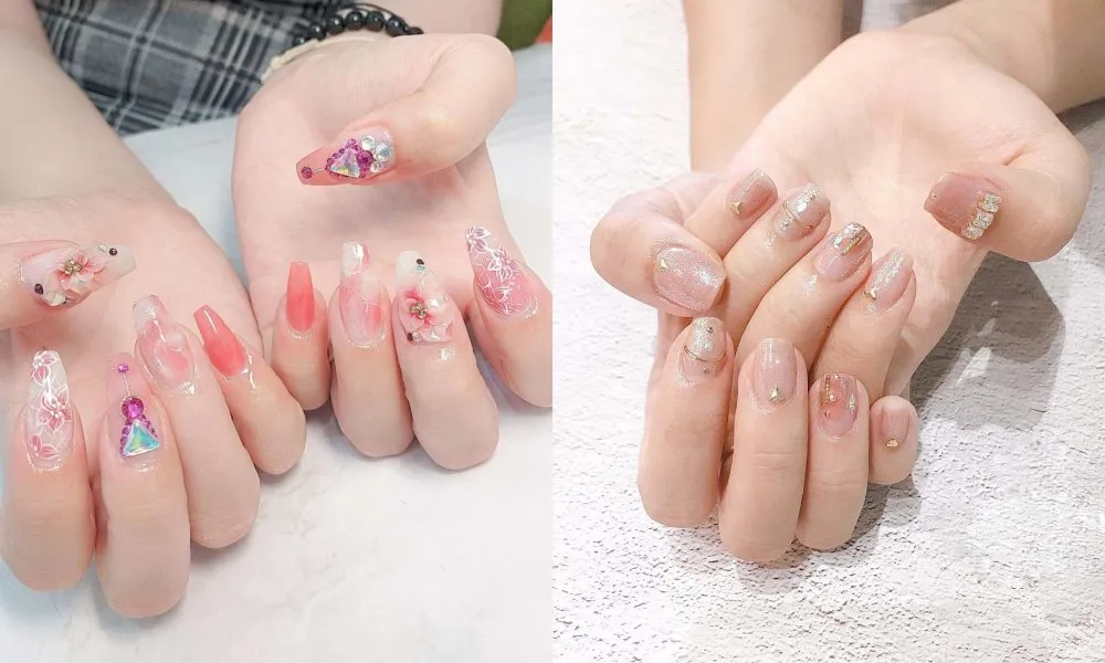 Mẫu móng tay màu pastel 2024 ứng dụng kỹ thuật ombre hoặc negative space
