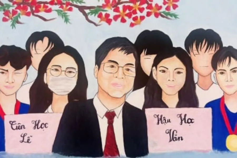 Tranh vẽ cô giáo và học trò