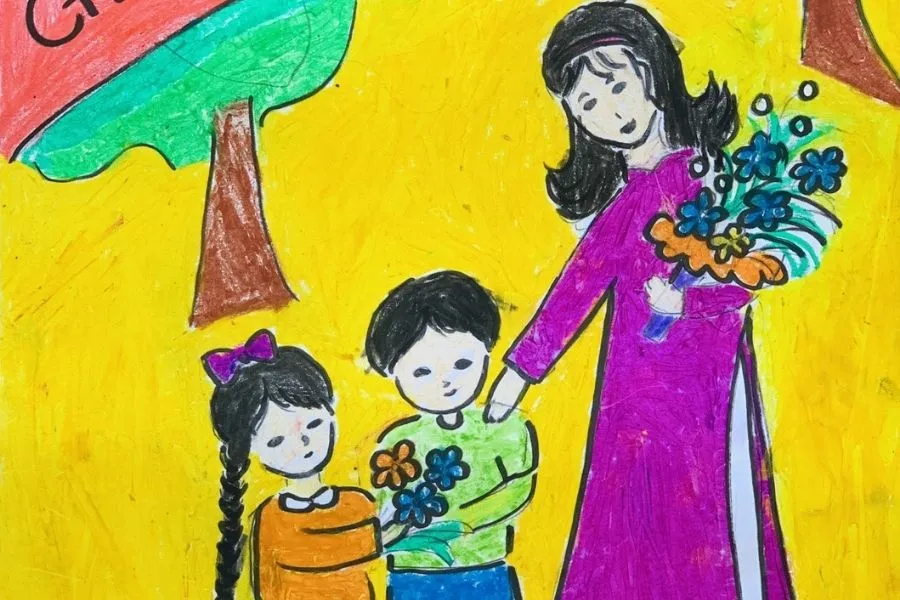 Tranh vẽ học sinh trải nghiệm thực tế