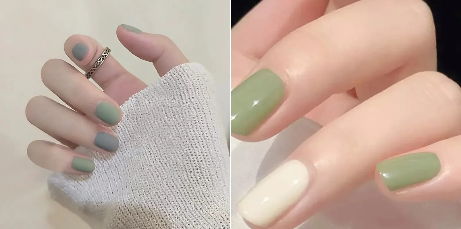 móng tay màu xanh bạc hà tươi mới