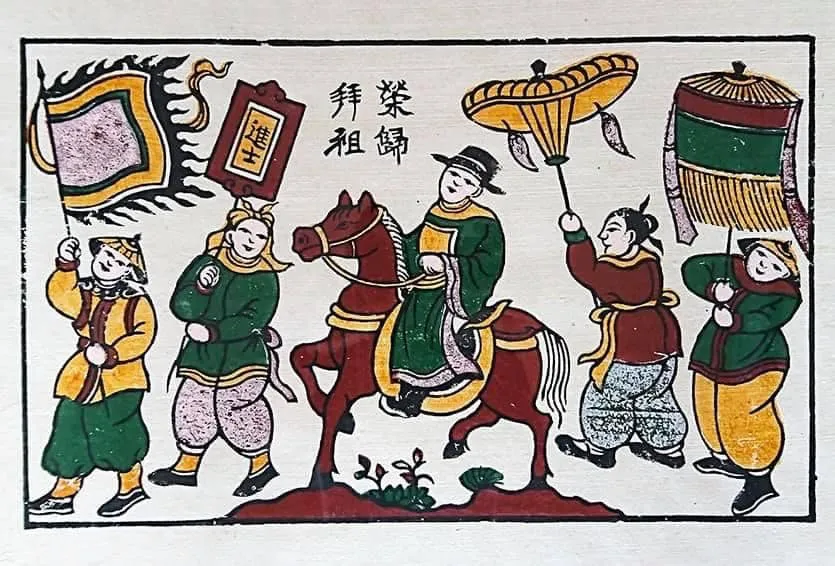 Đoàn rước Quan Trạng về làng, cảnh Vinh Quy Bái Tổ trang trọng