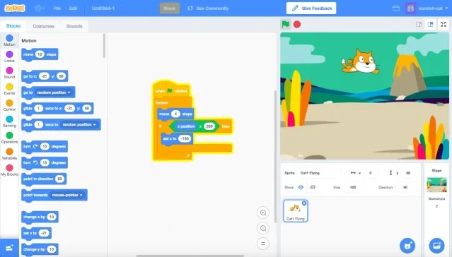 Trẻ em học lập trình Scratch trên máy tính