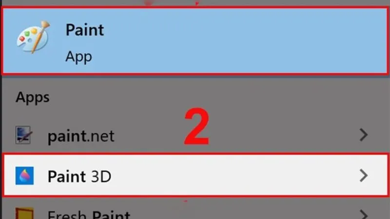 Mở phần mềm Paint từ thanh tìm kiếm Windows