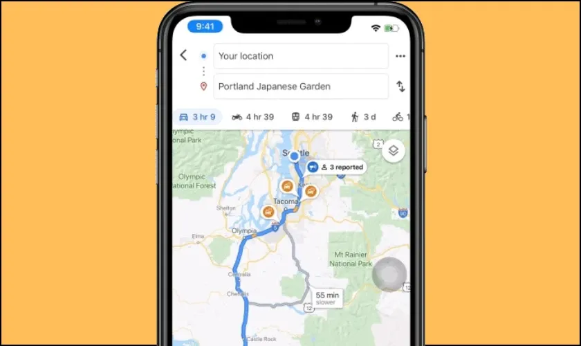 Giao diện ứng dụng Google Maps khi đang ở chế độ ẩn danh