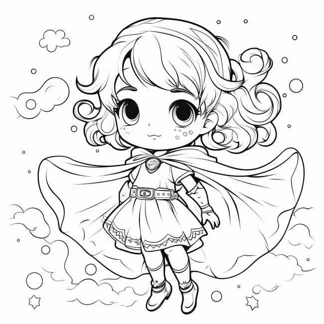 Bản vẽ tranh tô màu chibi công chúa đáng yêu