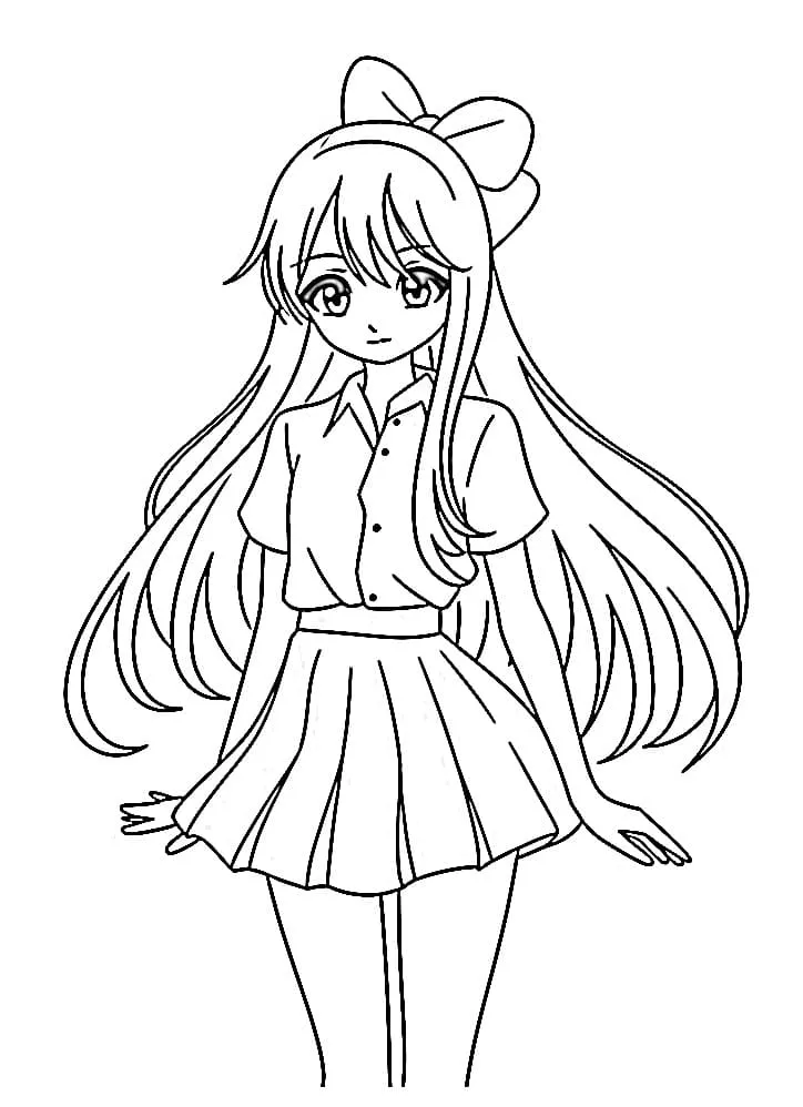 Tranh tô màu anime girl