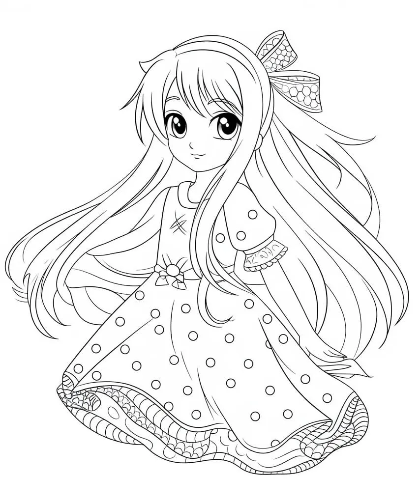 Tranh tô màu cô gái anime phong cách chibi