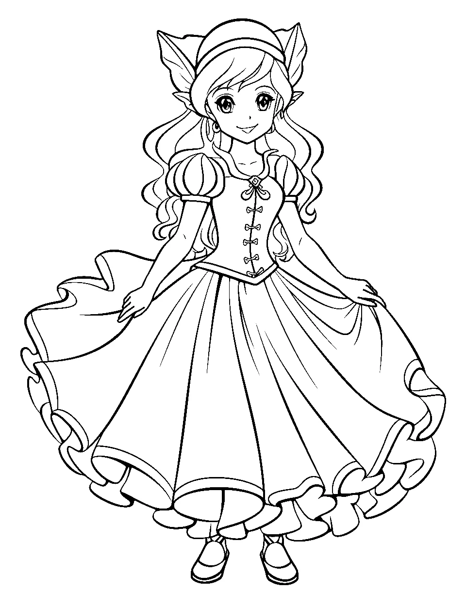 Tranh tô màu phong cách anime girl