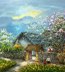Vẽ phong cảnh vùng cao với núi non trùng điệp và sương sớm