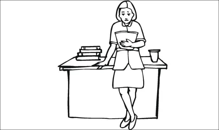 Tranh tô màu bé tặng quà và hoa cho cô giáo