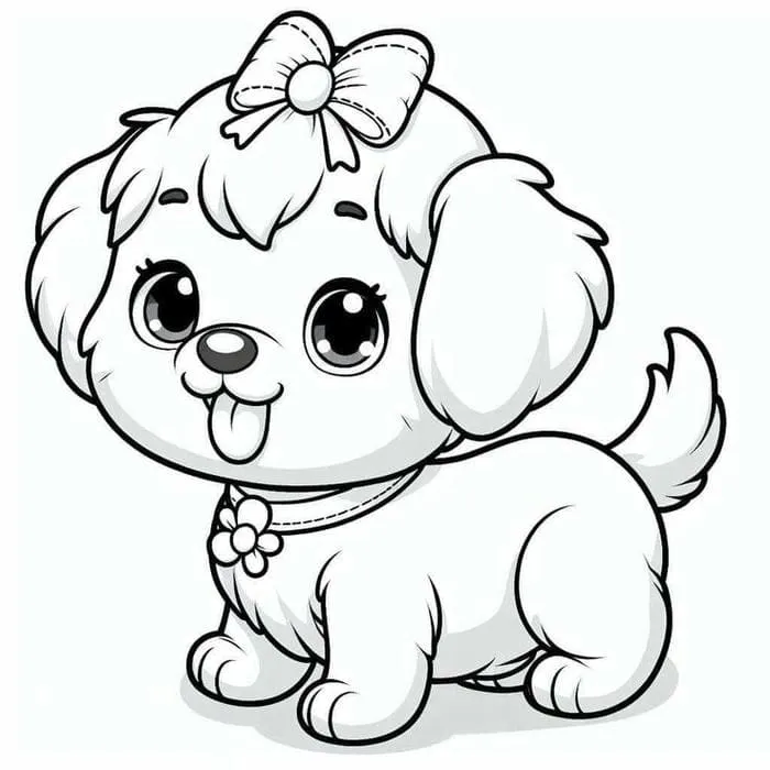 Hình tô màu thỏ mặc váy