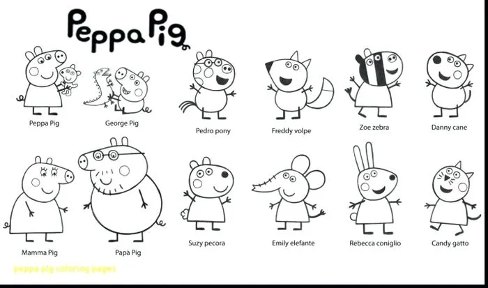 Tranh tô màu Heo Peppa với nhiều hình dáng hoạt động