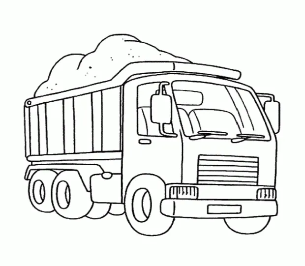 Tranh tô màu xe chở cát