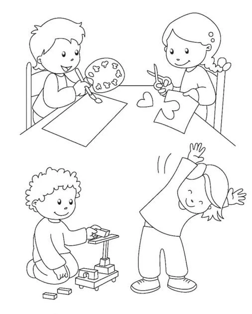 Bé học cắt dán cùng các bạn