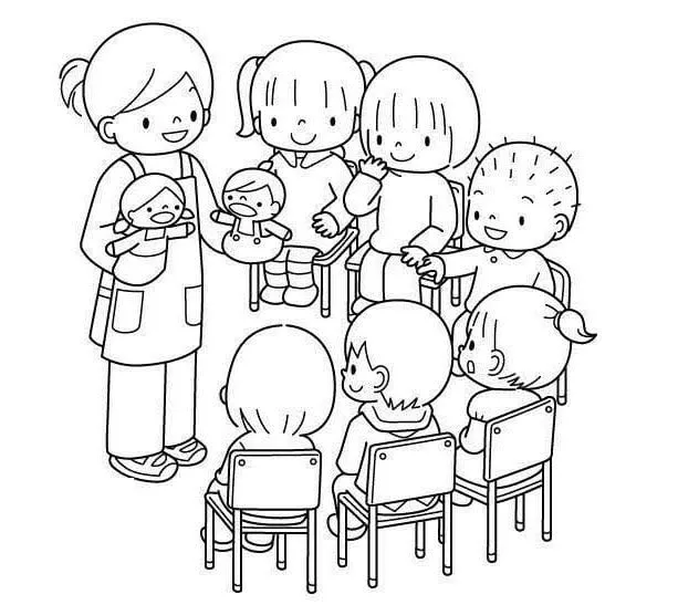 Bé và cô giáo trò chuyện vui vẻ