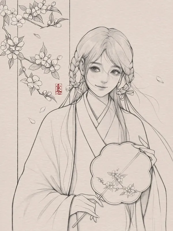 Tranh anime cổ trang nam với áo choàng dài, phong thái sang trọng