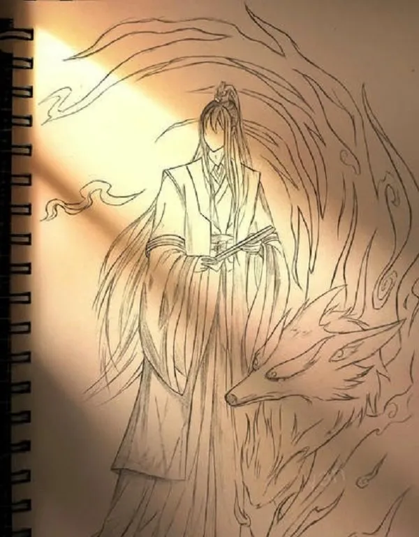 Tranh anime cổ trang nàng tiên cá với trang phục huyền bí dưới nước