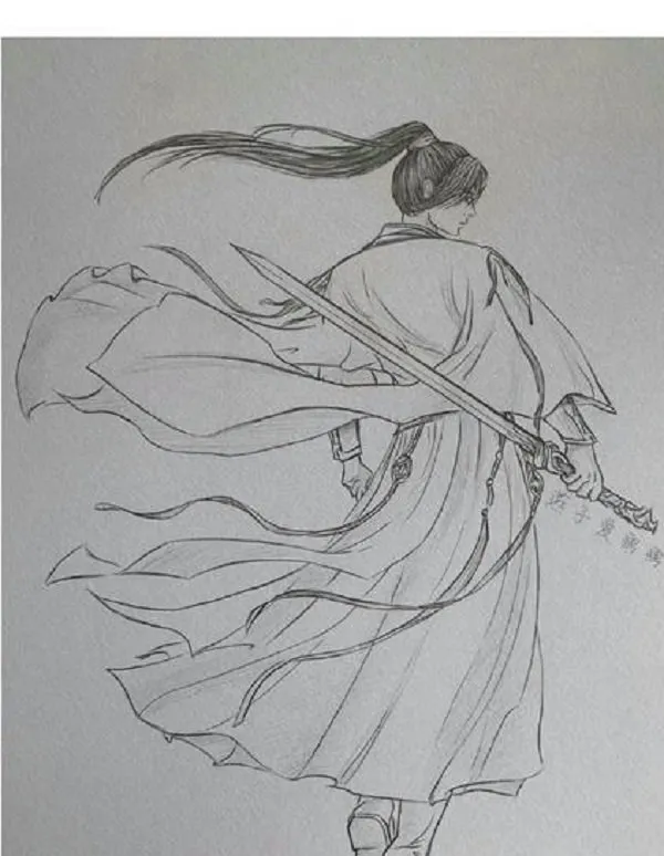 Tranh anime cổ trang nam cầm đàn cổ, gảy khúc nhạc trầm buồn