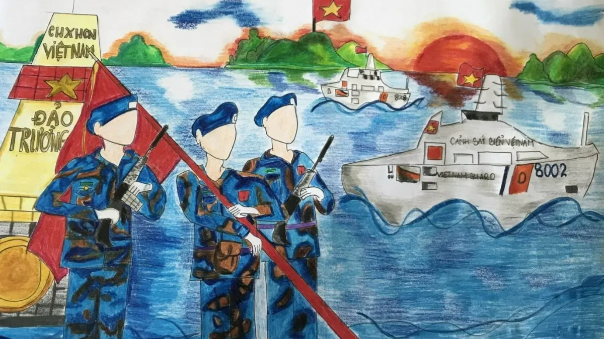 Hình ảnh chiến sĩ hải quân kiên cường bảo vệ chủ quyền trên biển đảo Việt Nam.