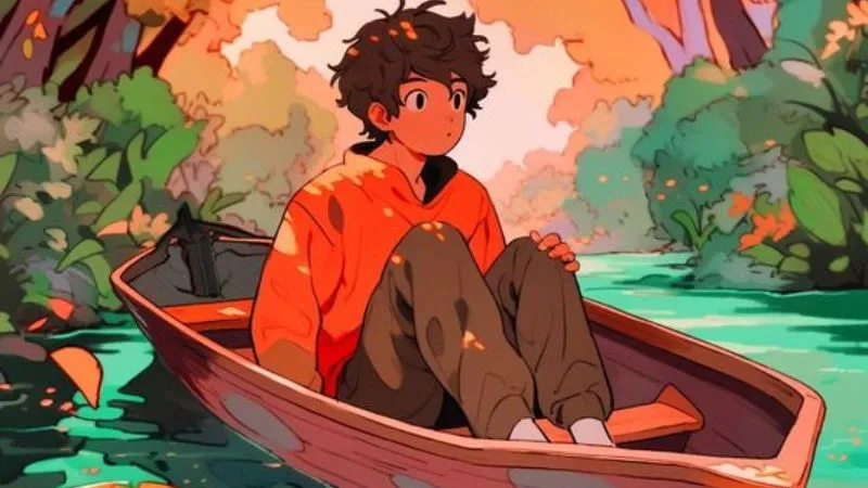 Hình ảnh nhân vật anime nam ngắm hoàng hôn cực đẹp